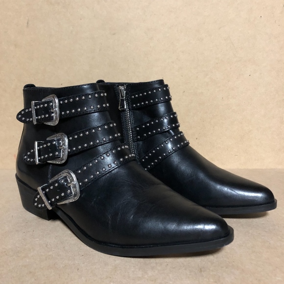 NWT Aqua Blane Studded Leather Western Booties - Picture 2 of 7
